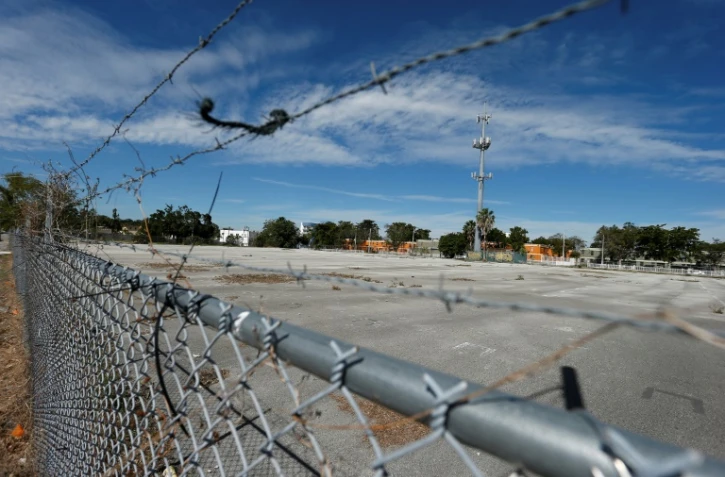 Vue de la parcelle de terrain, d'un quartier modeste de Miami, pour le futur stade de l'équipe MLS de David Beckham, le 30 janvier 2018