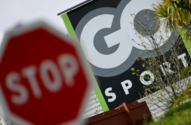 Logo d'un magasin Go Sport à Lanester, près de Lorient, le 18 avril 2023