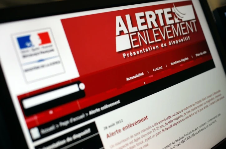 Photo prise le 28 août 2012 à Paris du site internet du ministère de la Justice présentant le dispositif "Alerte enlèvement".