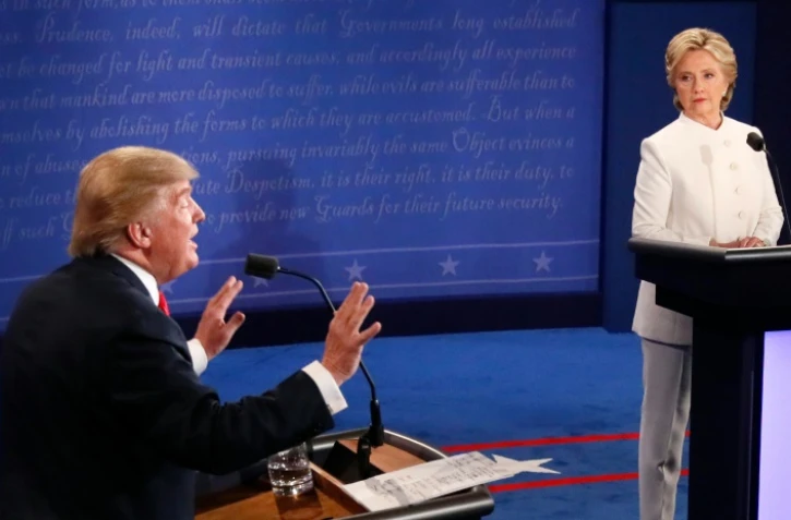 Donald Trump et Hillary Clinton lors du 3ème et dernier débat, le 20 octobre 2016 à l'Université du Nevada à Las Vegas