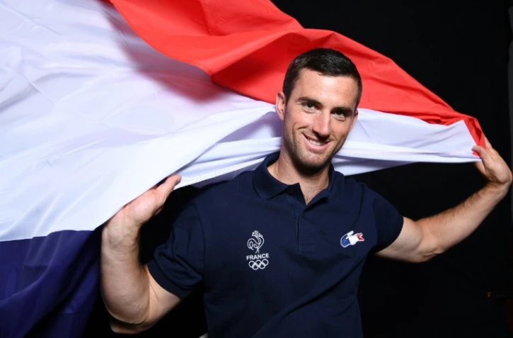 Pierre Vaultier lors de la présentation de la délégation française pour les JO d'hiver de Pyeongchang, à Paris le 4 octobre 2017