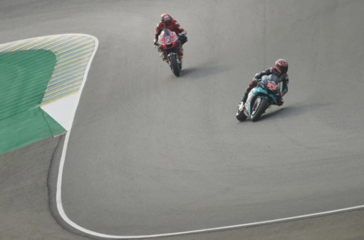 Le pilote français Fabio Quartararo (à droite) lors du GP de France, le 11 octobre 2020 au Mans