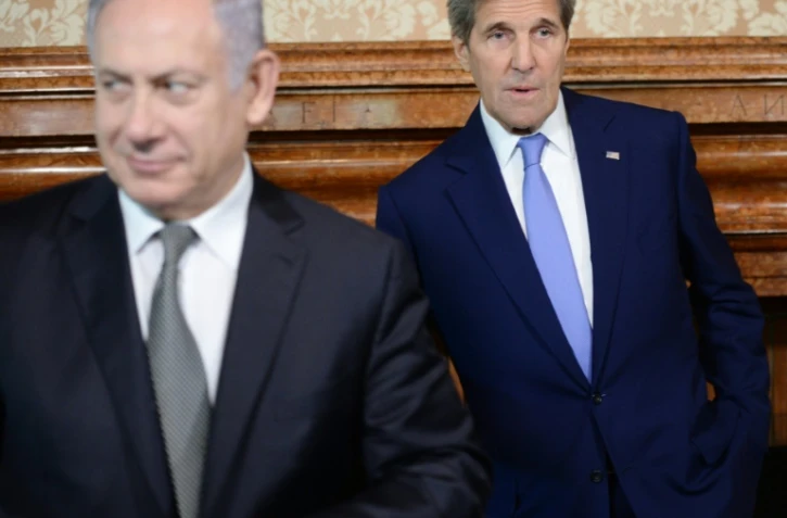 Le Premier ministre isarélien Benjamin Netanyahu rencontre le secrétaire d'Etat américain John Kerry le 27 juin 2016 à Rome