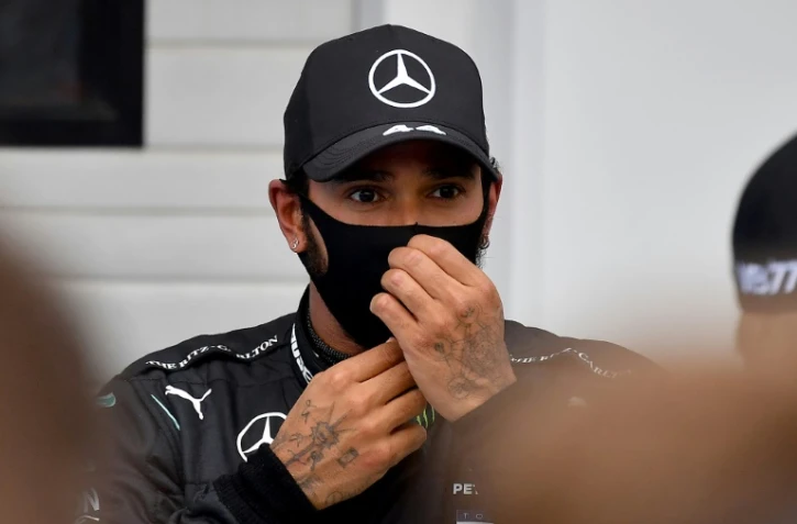 Le Britannique Lewis Hamilton après sa victoire lors du Grand Prix de Hongrie, le 20 juillet 2020 à Budapest