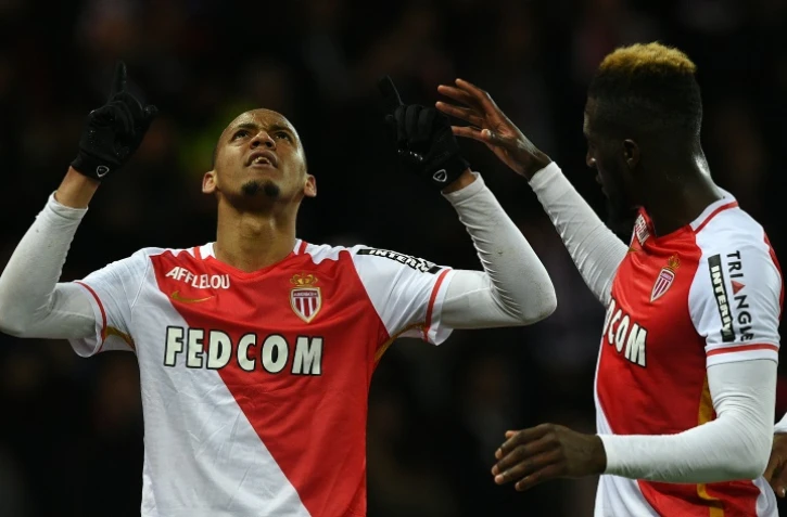 Le défenseur de Monaco Fabinho (g) buteur face au PSG, le 20 mars 2016 au Parc des Princes 