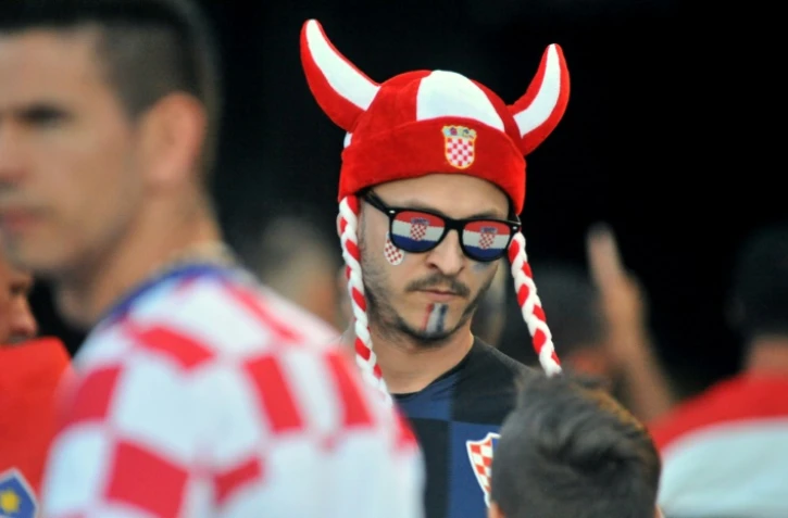 Un supporter croate à Livno en Bosnie lors de la victoire face à l'Angleterre au Mondial le 11 juillet 2018