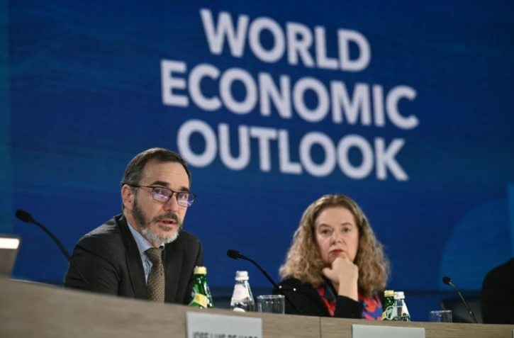 Le chef-économiste du FMI, Pierre-Olivier Gourinchas lors d'une conféfence de presse à Washington le 22 octobre 2024