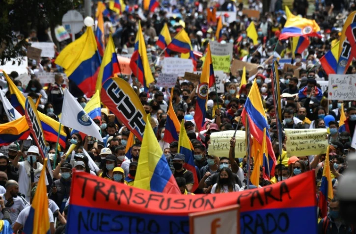 Manifestation contre le le gouvernement de droite du président Ivan Duque, le 5 mai 2021 à Bogota