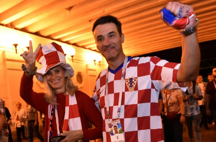 Les supporters croates à Moscou lors de la victoire face à l'Angleterre en demi-finale du Mondial le 11 juillet 2018