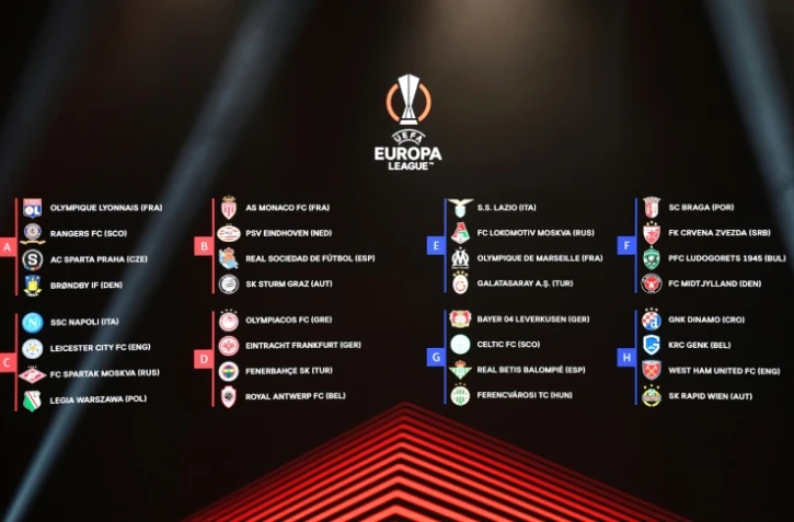 Les groupes de Ligue Europa après le tirage au sort, le 27 août 2021 à Istanbul