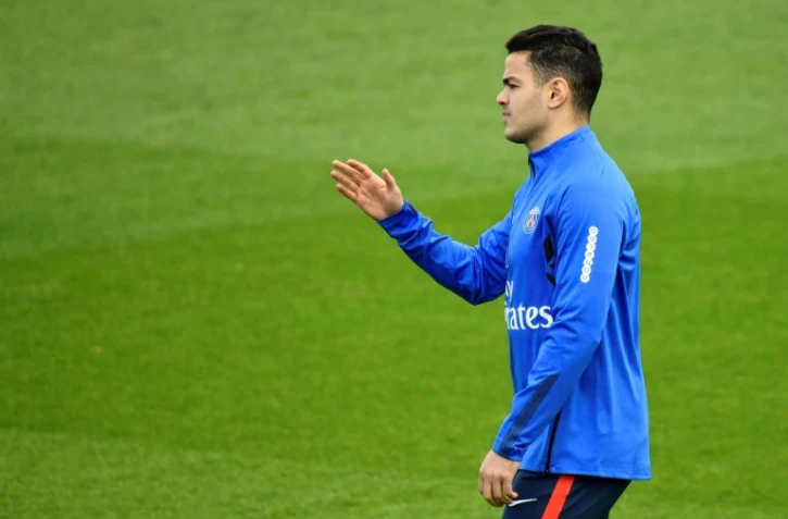 Hatem Ben Arfa, alors milieu de terrain du PSG, à l'entraînement à Saint Germain-en-Laye, le 13 avril 2018