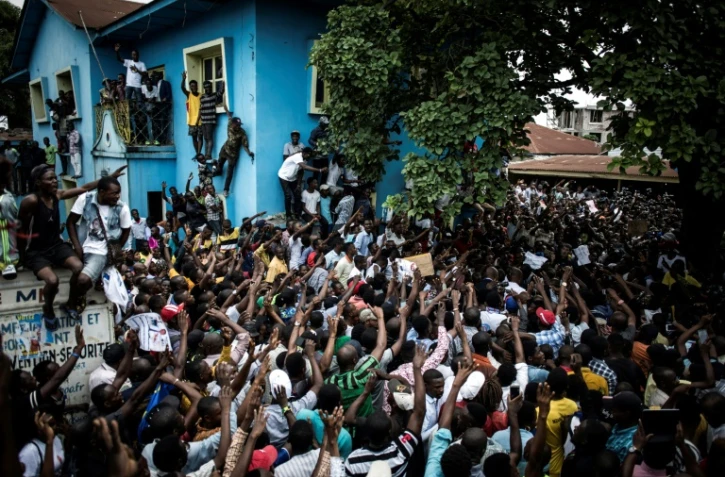 Des partisans de l'opposant congolais Martin Fayulu manifestent contre les résultats de l'élection présidentielle, le 11 janvier 2019 à Kinshasa, en RDC