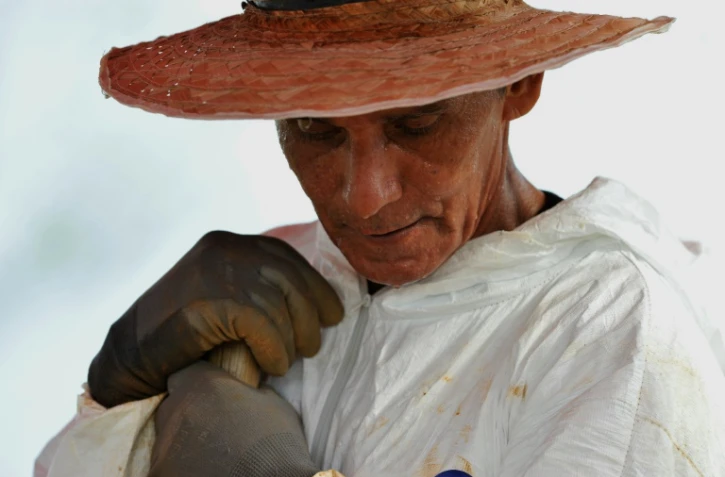 Jesus Hernandez, croque-mort, participe à l'exhumation des corps non identifiés du cimetière de La Macarena, le 24 février 2016