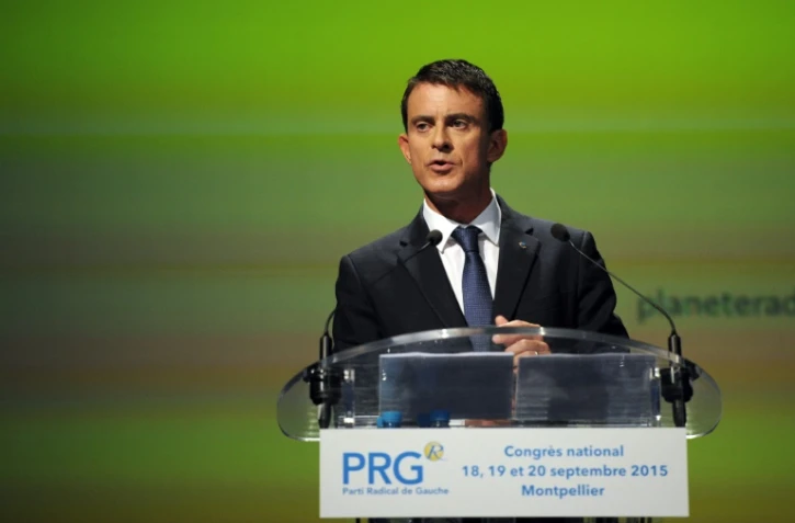 Le Premier ministre français Manuel Valls au 100e congrès du PRG le 20 septembre 2015 à Montpellier