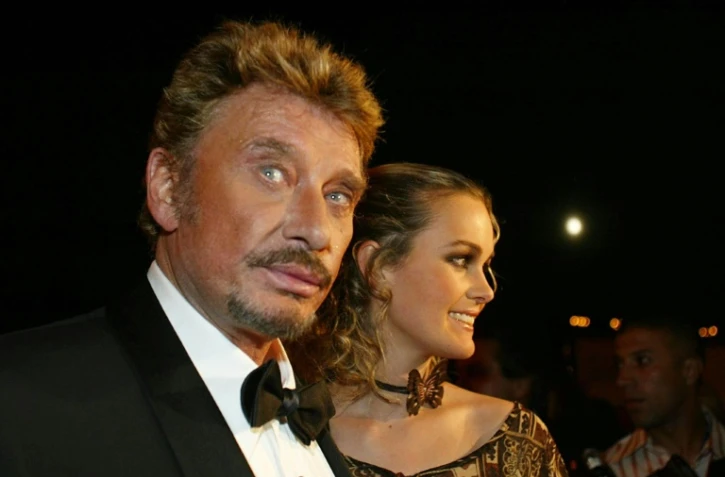 Johnny Hallyday et son épouse Laeticia, le 19 septembre 2002 à Marrakech (Maroc)