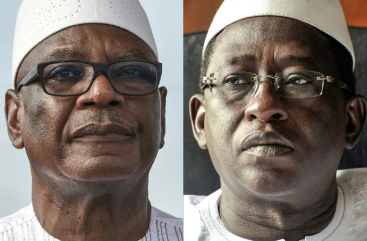 Le président malien sortant Ibrahim Boubacar Keita (g) affronte dimanche 12 août 2018 Soumaila Cisse (d) au second tour de l'élection présidentielle malienne