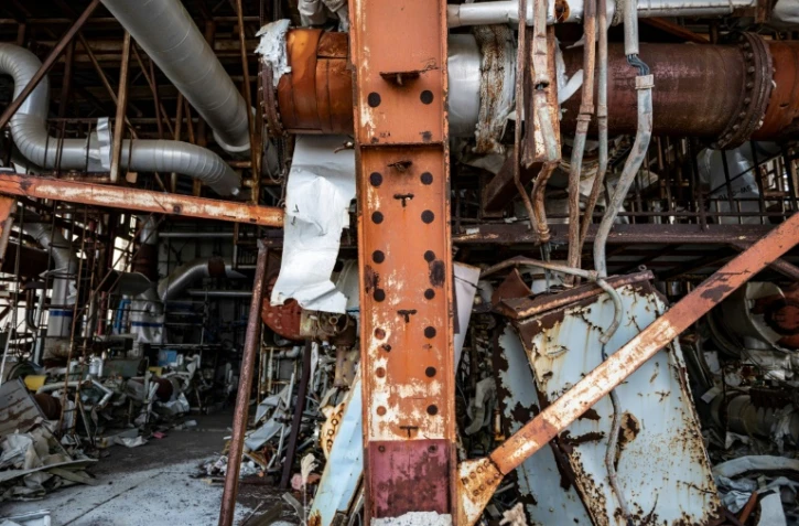 Section d'un bâtiment de réacteur de la centrale nucléaire de Fukushima Daiichi photographiée le 21 février 2021