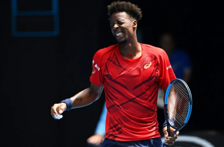 Le Français Gaël Monfils face à l'Autrichien Dominic Thiem en 8e de finale de l'Open d'Australie, le 27 mars 2020 à Melbourne