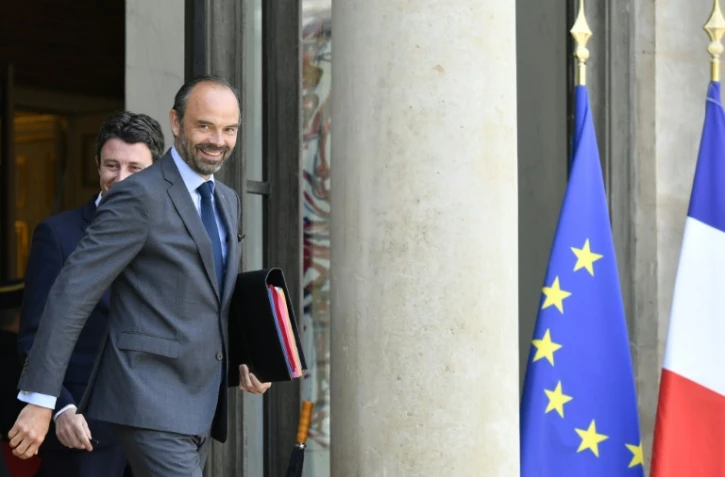 Le Premier ministre Edouard Philippe, sortant du Conseil des ministres à l'Elysée à Paris le 16 mai 2018
