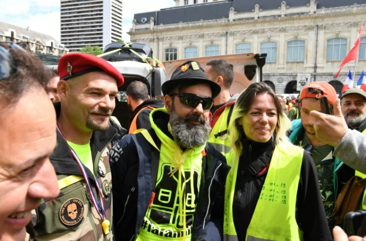 Jérôme Rodriguez défile à Paris lors de la manifestation des "gilets jaunes", la 4 mai 2019