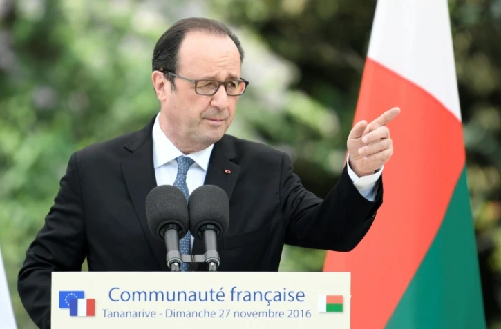 François Hollande lors d'un discours devant la communauté française le 27 novembre 2016 à Antananarivo