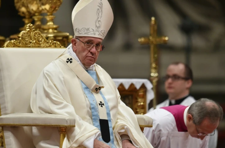 Le pape François lors de la messe le 1er janvier 2016 à la Basilique Saint-Pierre à Rome