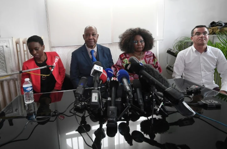 Des membres de la famille de Naomi Musenga, décédée en décembre 2017 après un appel au Samu pris à la légère, répondent aux questions de la presse le 10 mai 2018