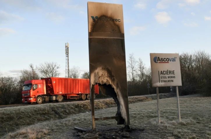 L'entrée de l'aciérie Ascoval à Saint-Saulve dans le Nord, le 12 décembre 2018