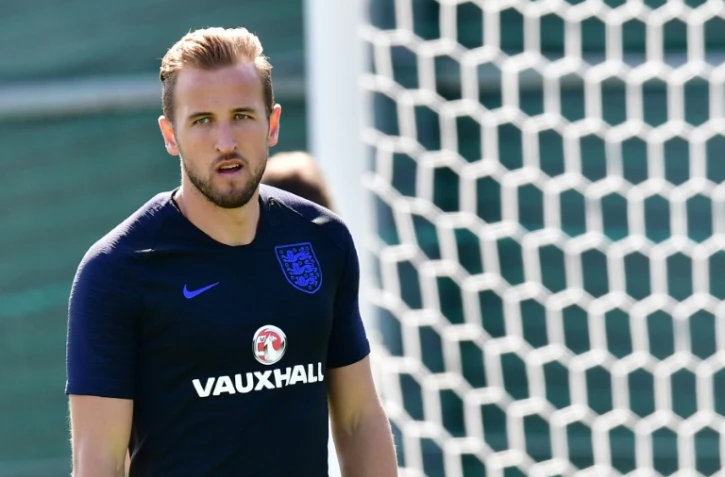 Le capitaine de l'Angleterre Harry Kane à l'entraînement le 27 juin 2018 à Repino