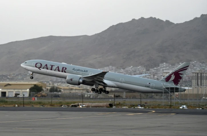 Décollage d'un appareil de Qatar Airways à l'aéoport de Kaboul le 9 septembre 2021