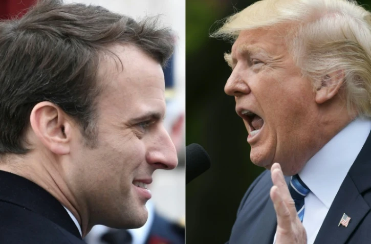 Photomontage créé le 8 mai 2017 de portraits du président élu français Emmanuel Macron et du président américain Donald Trump