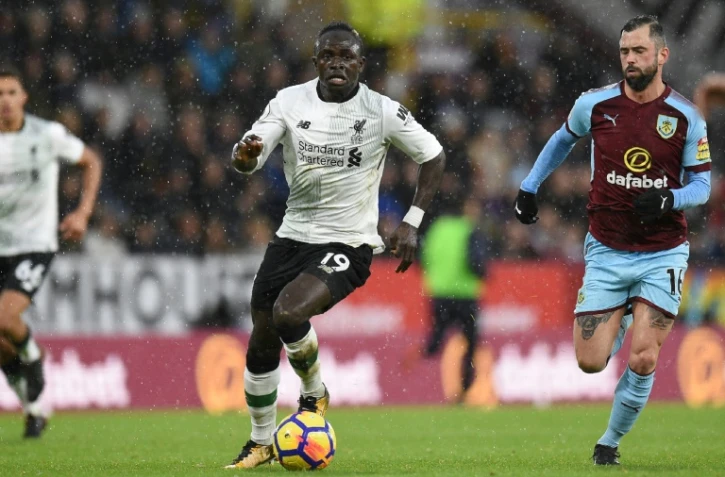 Le Sénégalais de Liverpool Sadio Mané auteur d'un but sur le terrain de Burnley e 22e journée de Premier League le 1er janvier 2018