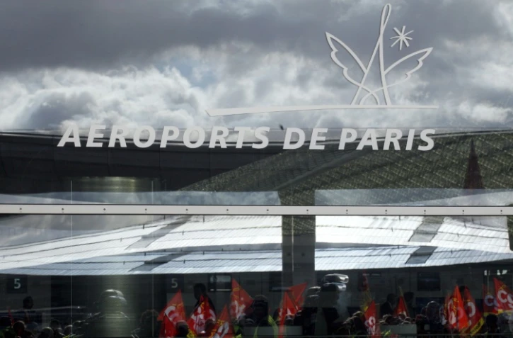 Manifestaion à l'aéroport Roissy Charles-de-Gaulle près de Paris, le 20 octobre 2010