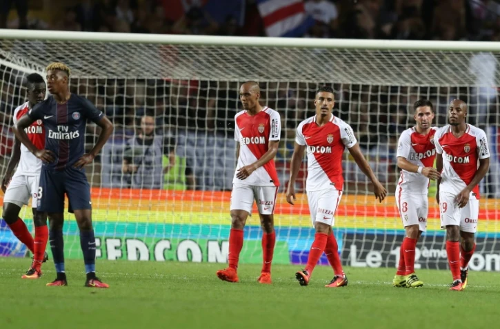 Presnel Kimpembe et les PSG battus par Monaco, le 28 août 2016 à Louis-II