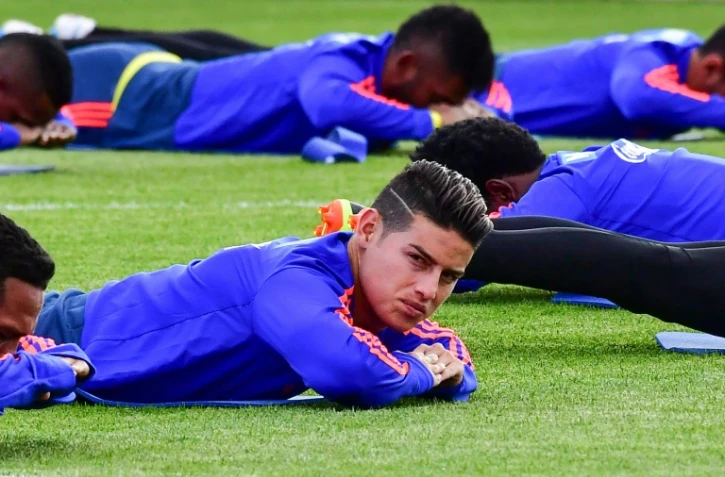 Le milieu de terrain colombien James Rodriguez lors d'un entraînement, le 15 juin 2018 à Kazan