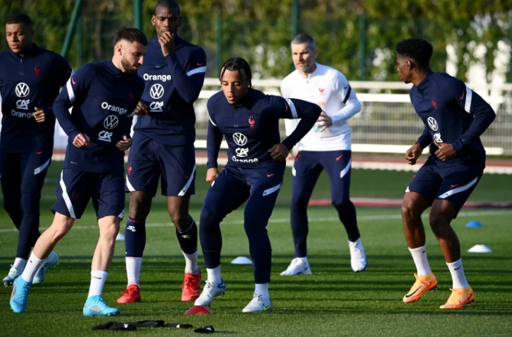 Les Bleus à l'entraînement à Clairefontaine, le 22 mars 2022 deux jours avant le match amical contre la Côte d'Ivoire  