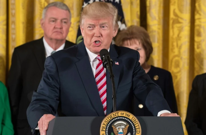 Le président annonce un plan un plan de privatisation du système de contrôle aérien le 5 juin 2017 à la Maison Blanche à Washington DC