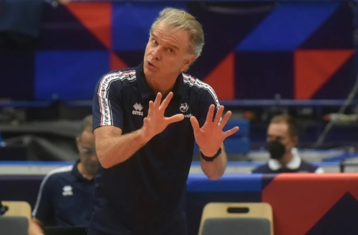 Bernardinho, alors sélectionneur de l'équipe de France de volley, lors du 8e de finale de l'Euro perdu contre la République tchèque le 13 septembre 2021 à Ostrava, en République tchèque