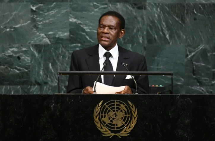 Le président de Guinée Equatoriale Teodoro Obiang Nguema Mbasogo à la tribune de l'ONU le 21 septembre 2017