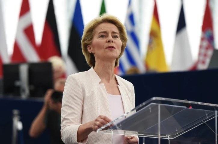 La candidate à la présidence de la Commission Européenne Ursula von der Leyen le 16 juillet au Parlement européen de Strasbourg