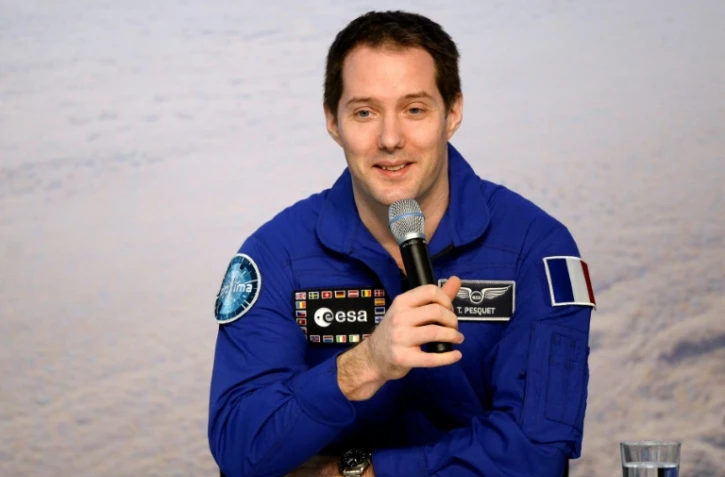L'astronaute Thomas Pesquet lors d'une conférence de presse à Cologne le 6 juin 2017