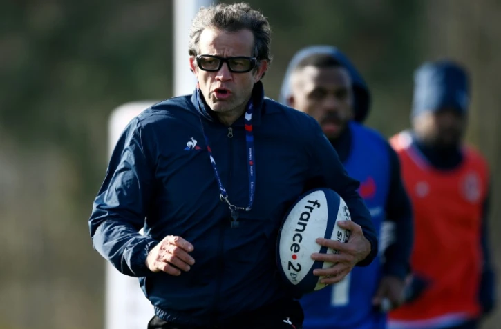 Le sélectionneur du XV de France Fabien Galthié lors d'une séance d'entraînement à Marcoussis, le 11 février 2020