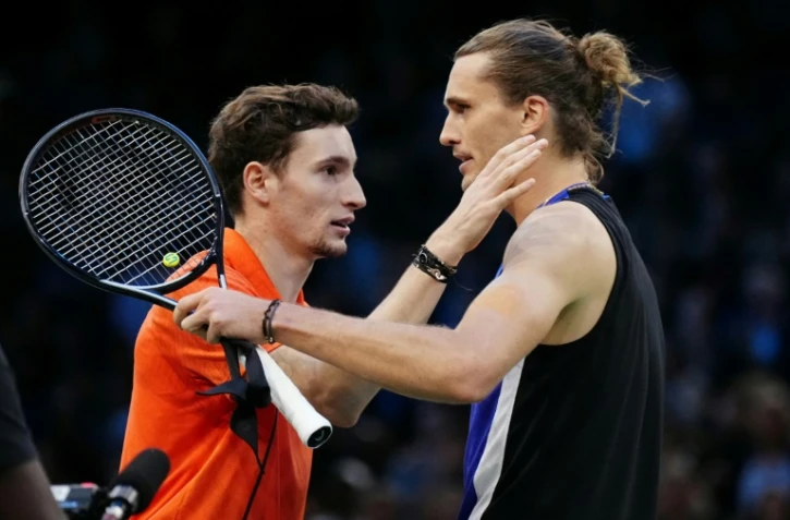 Le Français Ugo Humbert battu par l'Allemand Alexander Zverev au Masters 1000 de Paris, le 3 novembre 2024 