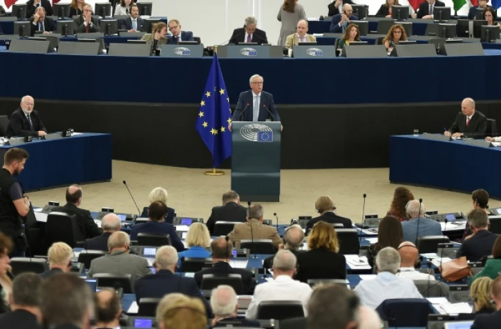 Le président de la Commission européenne Jean-Claude Juncker devant le Parlement européen réuni à Strasbourg, le 12 septembre 2018