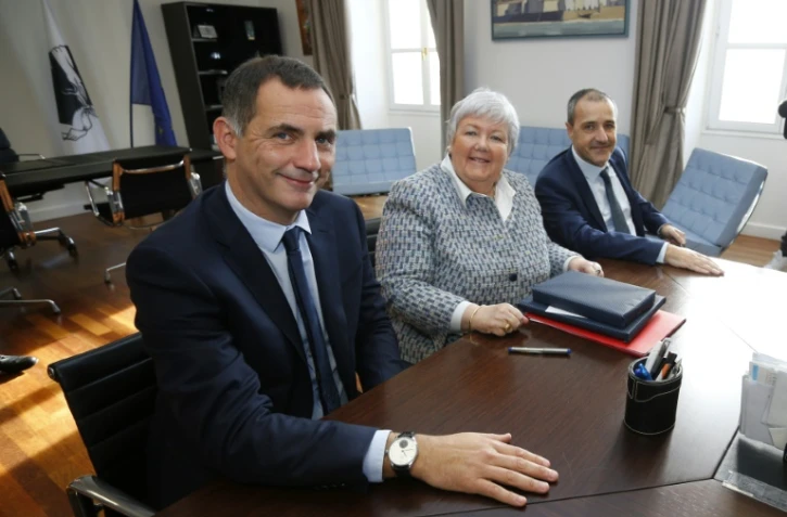 Jacqueline Gourault et le président de l'Assemblée corse Jean Guy Talamoni et le président du Conseil exécutif corse Gilles Simeoni, Ajaccio, le 5 janvier 2018