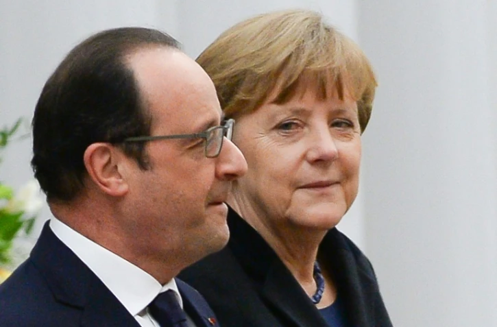 La chancelière Angela Merkel et le président François Hollande à Minsk pour les négociations de paix en Ukraine, le 11 février 2015