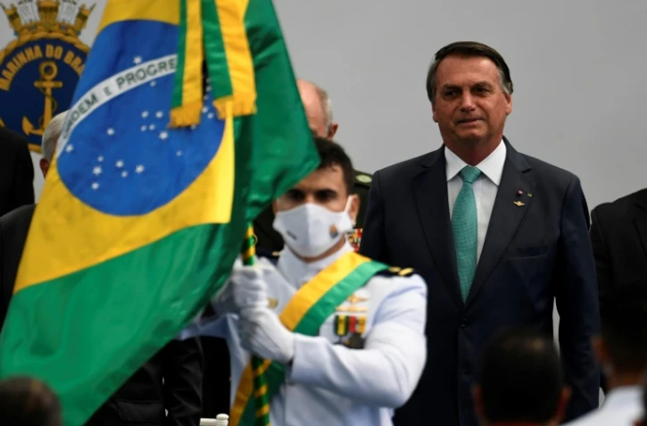 Le président brésilien Jair Bolsonaro, lors d'un hommage aux athlètes militaires brésiliens de retour des JO de Tokyo, le 1er septembre à Rio de Janeiro