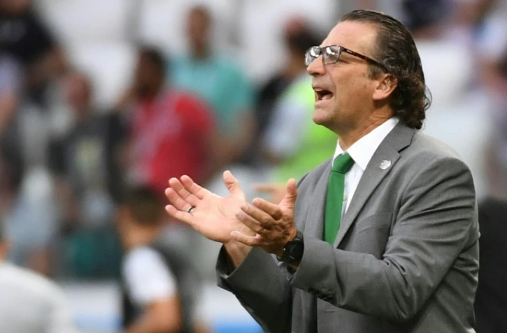 Le sélectionneur de l'Arabie saoudite Juan Antonio Pizzi lors du match face à l'Egypte le 25 juin 2018 à Volgograd lors du Mondial