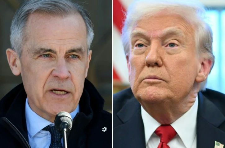 Combo photo créé le 28 mars 2025 montrant Mark Carney (à gauche) et Donald Trump (à droite)