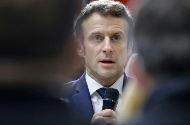 Le président français Emmanuel Macron au Salon de l'Agriculture de Paris, le 26 février 2022